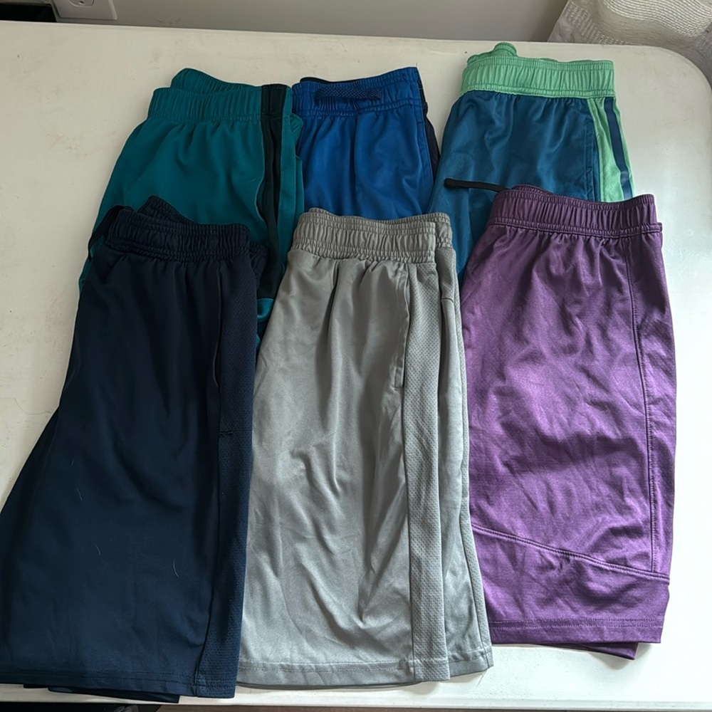 6 pairs of xl gym shorts, Walmart/old navy/ target brands